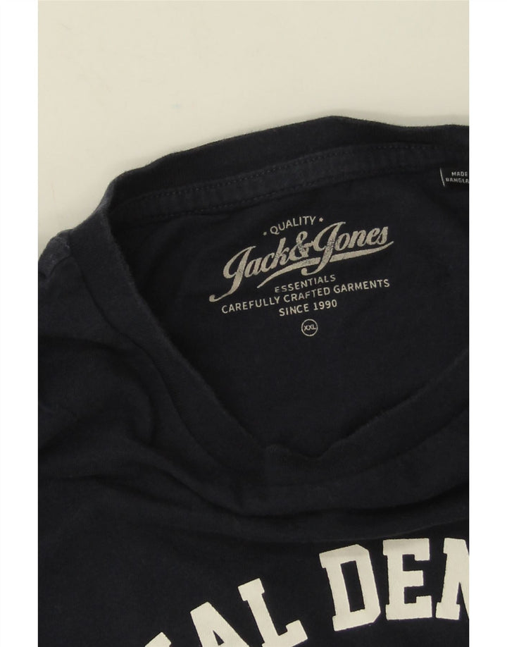 Jack & Jones Herren Grafik T-Shirt Top 2XL Marineblau