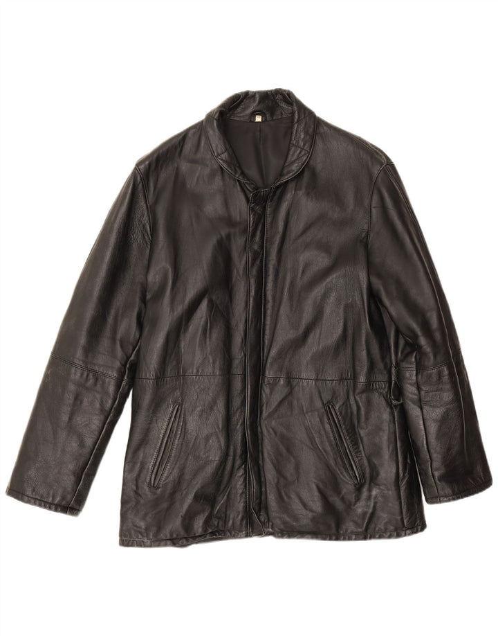 Vintage Herren Lederjacke IT 52 XL Schwarzes Leder