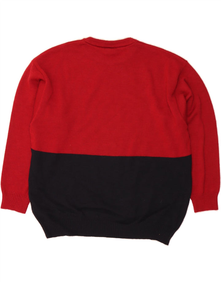 MASELLI Womens Crew Neck Jumper Sweater IT 54 2XL Red Colourblock Vintage Maselli and Second-Hand Maselli from Messina Hembry 