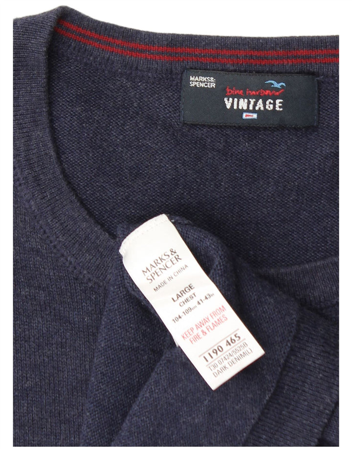 Marks & Spencer Herren Blue Harbour Pullover mit Rundhalsausschnitt, Größe L, Marineblau