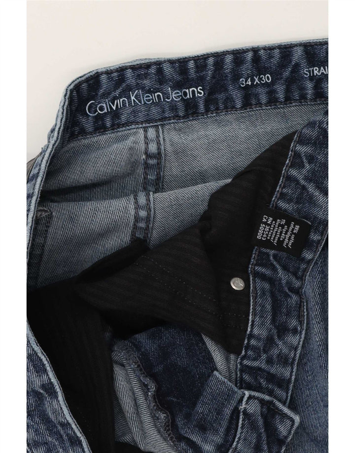 Calvin Klein Herren Straight Jeans W34 L26 Blaue Baumwolle
