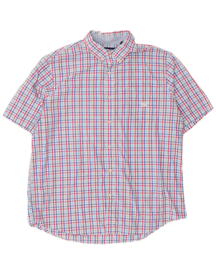Chaps Herren-Hemd, pflegeleicht, kurzärmelig, 2XL, mehrfarbig, kariert, Baumwolle