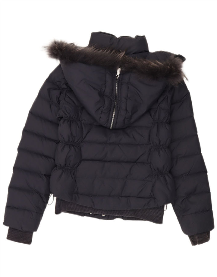 Zu Elements Wattierte Damenjacke mit Kapuze UK 12 Medium Navy Blue Polyamid
