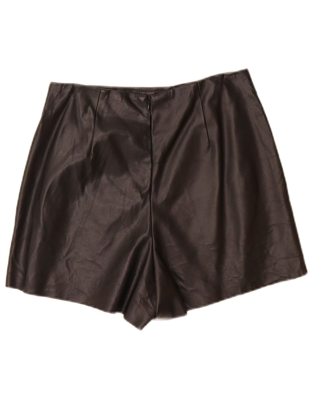 ZARA Damen-Freizeitshorts aus Kunstleder, Größe S, W26, Schwarz, Polyurethan