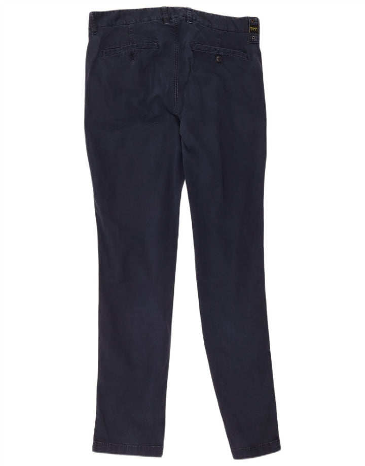 Blauer Slim Chino-Hose für Herren, W34, L33, marineblaue Baumwolle