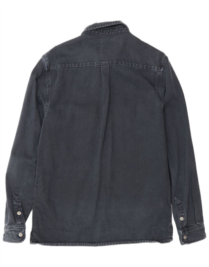 Zara Herren-Jeanshemd mit entspannter Passform, mittelmarineblaue Baumwolle