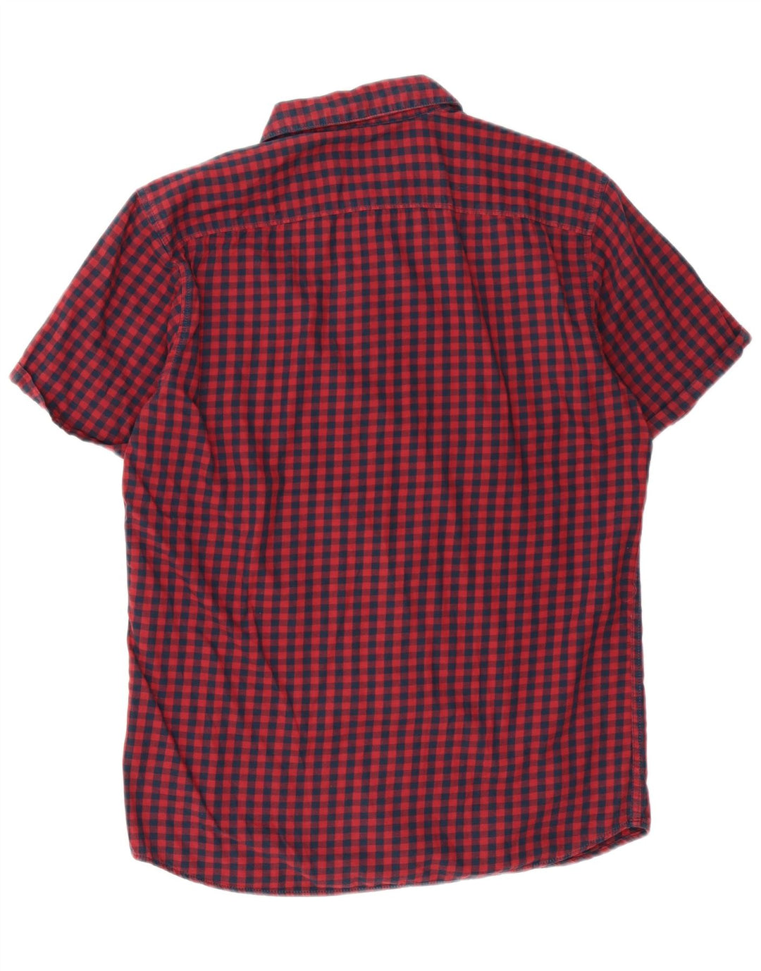 Jack & Jones Herren-Kurzarmhemd aus mittelroter Gingham-Baumwolle