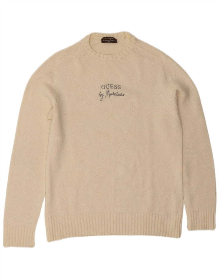 Guess By Marciano Herren-Pullover mit Rundhalsausschnitt, mittelgroß, gebrochenes Weiß