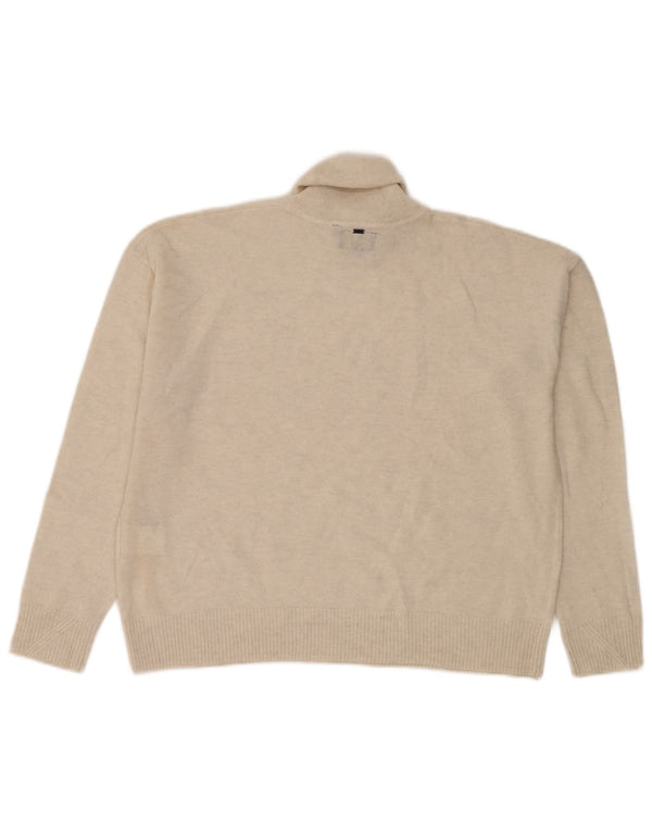 Superdry Damen-Pullover mit Rollkragen, übergroß, Beige, Wolle, UK 14, Größe L