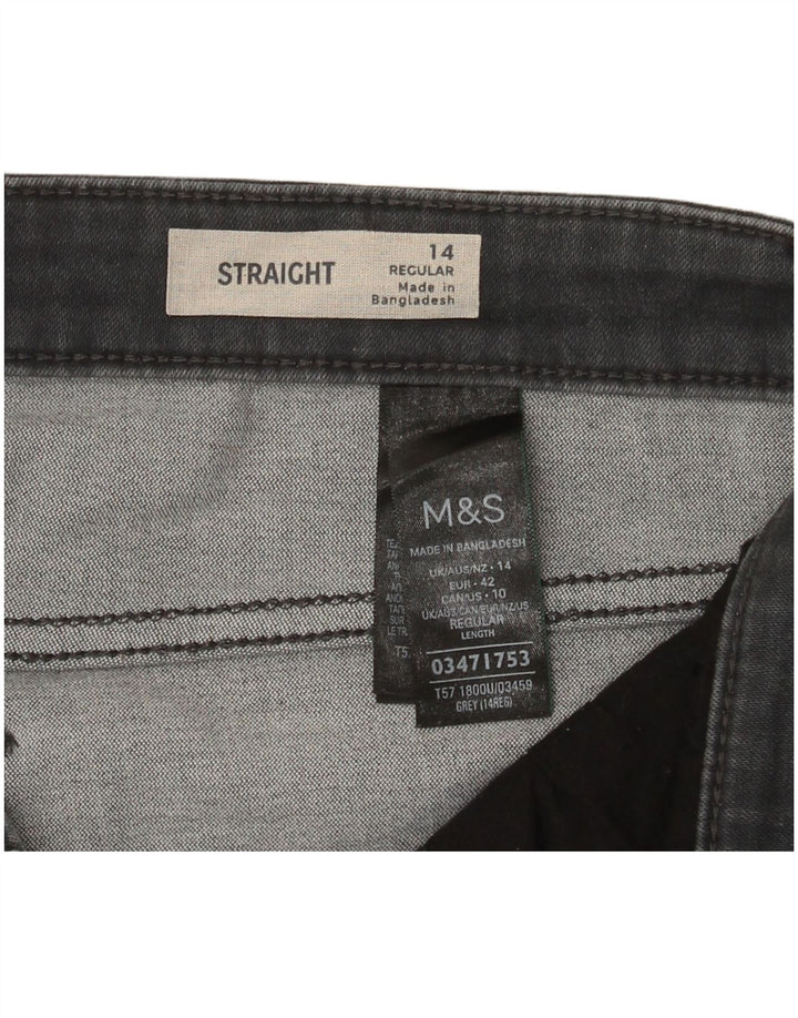 Marks & Spencer Damen Regular Straight Jeans UK 14 Large W32 L30 Grau