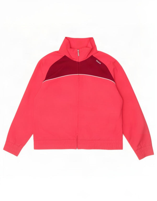 Reebok Damen-Trainingsanzug-Top-Jacke UK 18 XL Rosa Colourblock-Polyester