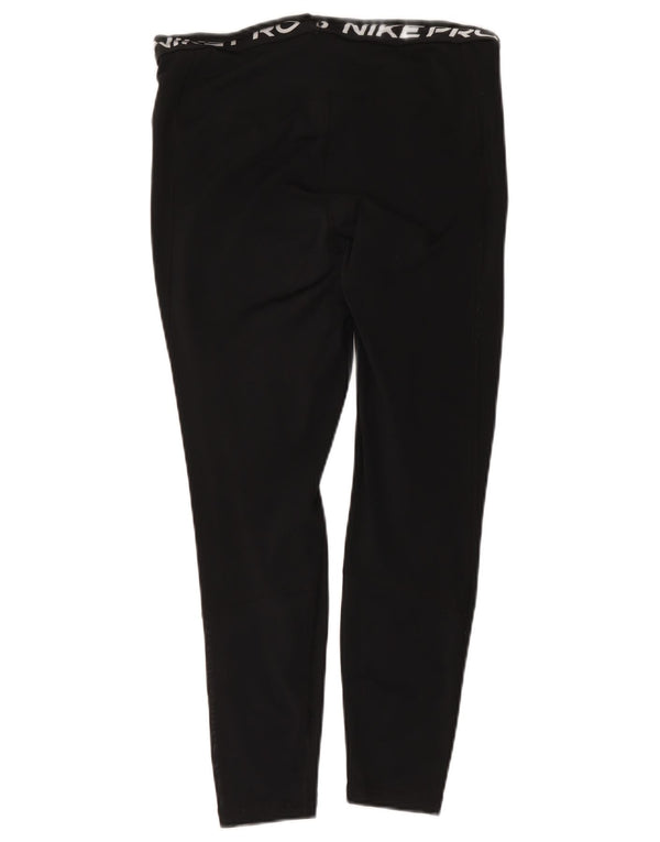 Nike Damen Dri Fit Crop Graphic Leggings UK 14 Large Schwarz Polyester