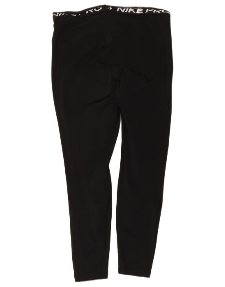 Nike Damen Dri Fit Crop Graphic Leggings UK 14 Large Schwarz Polyester