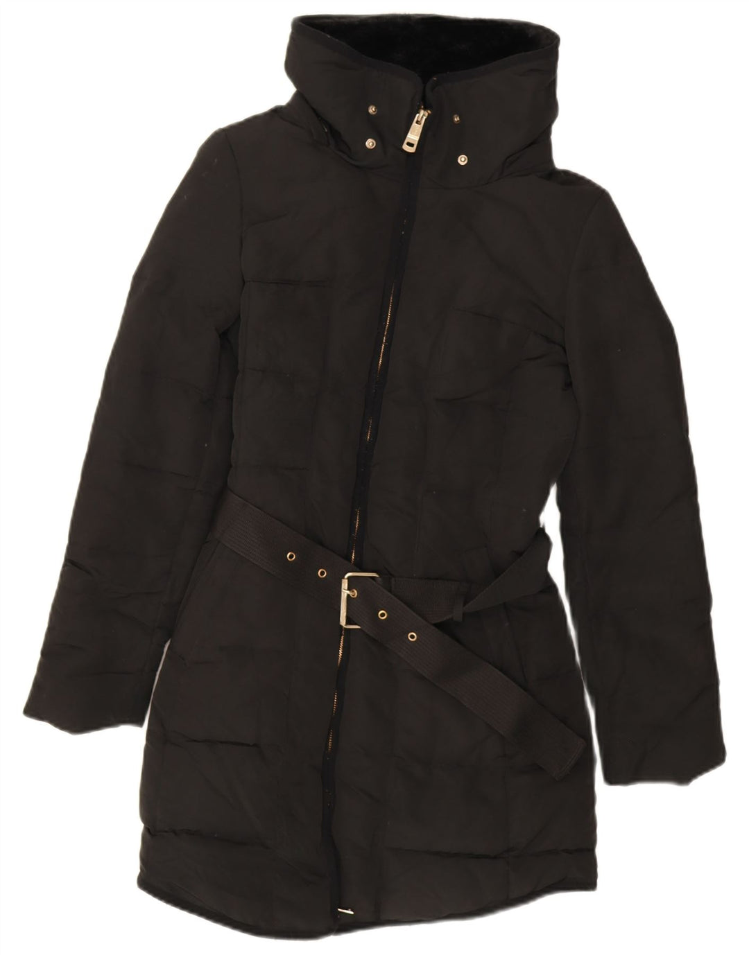 Zara Damen Wattierter Mantel UK 12 Medium Schwarz