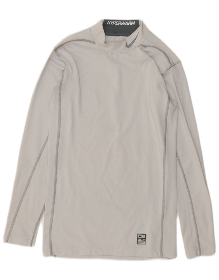 Nike Herren Dri Fit Graphic Top Langarm Small Grau Polyester