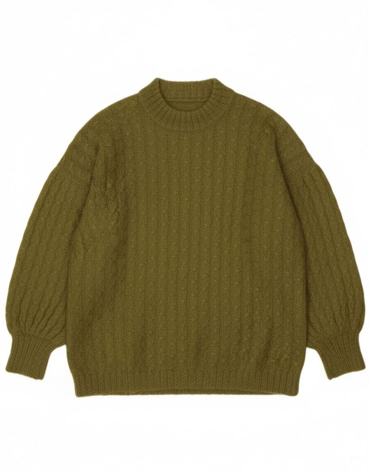 Vintage Damen Rollkragenpullover Pullover UK 14 Large Khaki