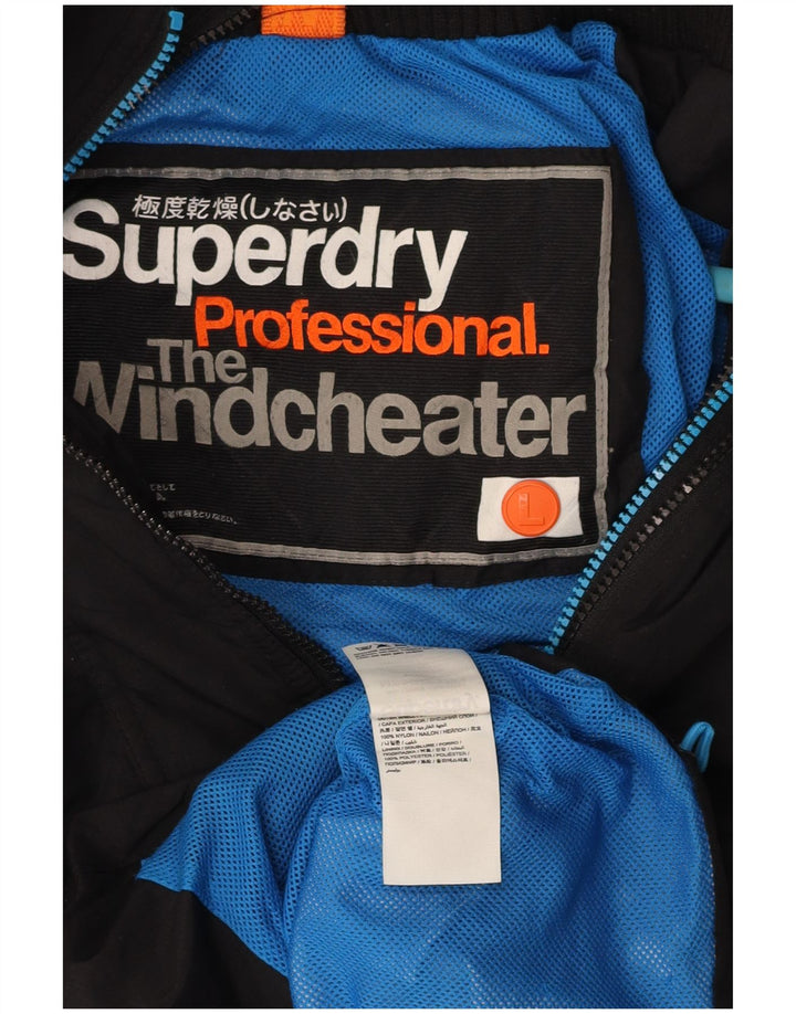 SUPERDRY Herren The Windcheater Regenjacke UK 40 Large Schwarz Nylon