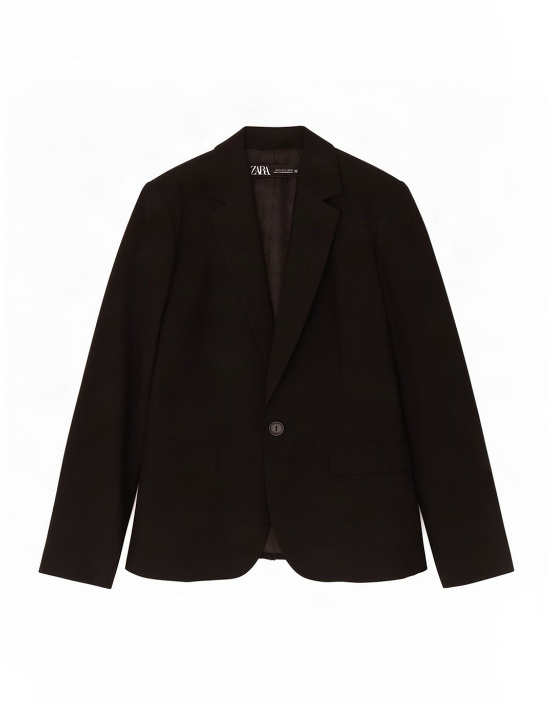 Zara Damen 1-Knopf-Blazerjacke EU 36 XS Schwarz Polyester