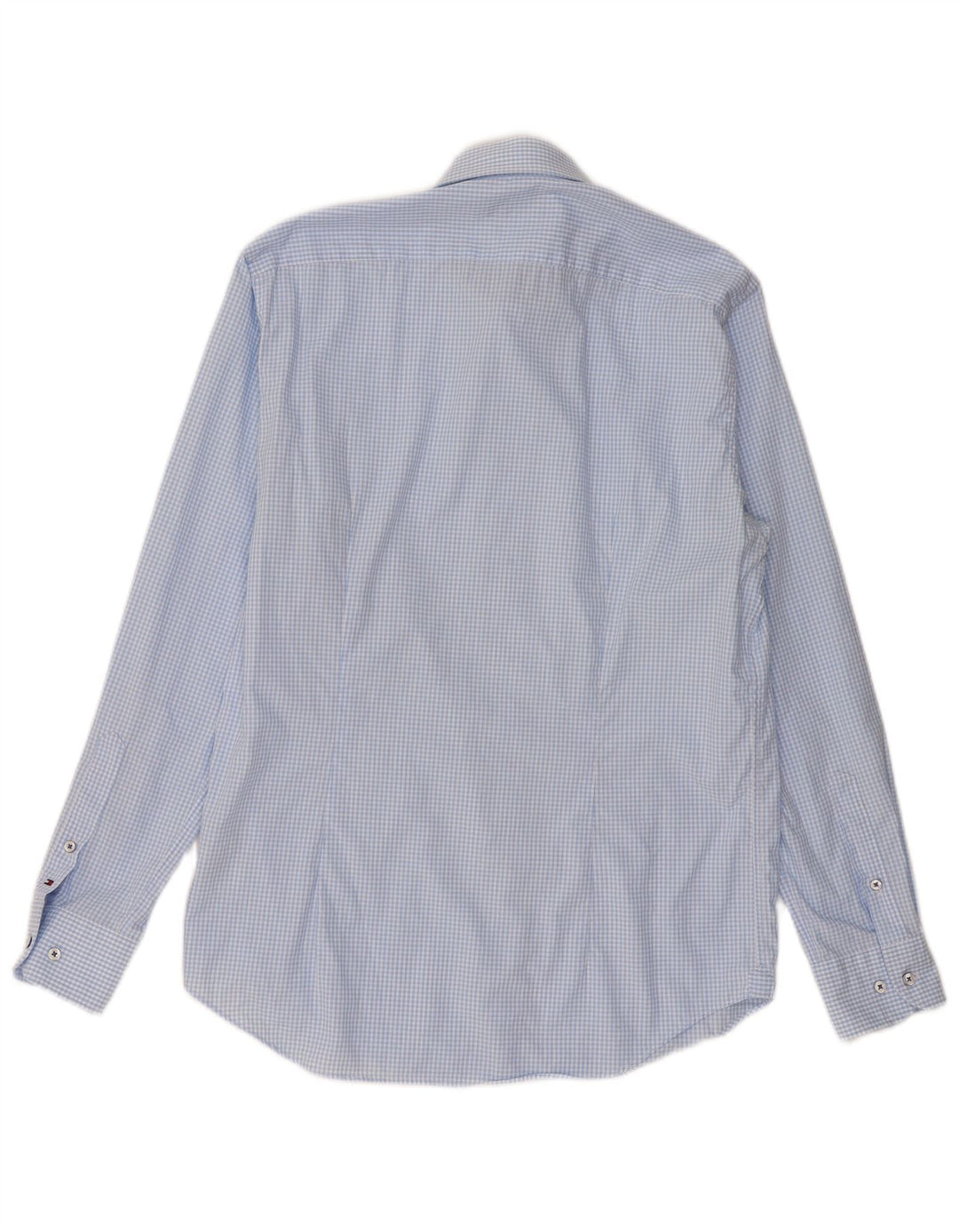 Maßgeschneidertes Herrenhemd von Tommy Hilfiger, Größe 40 15 3/4, mittelblaues Gingham