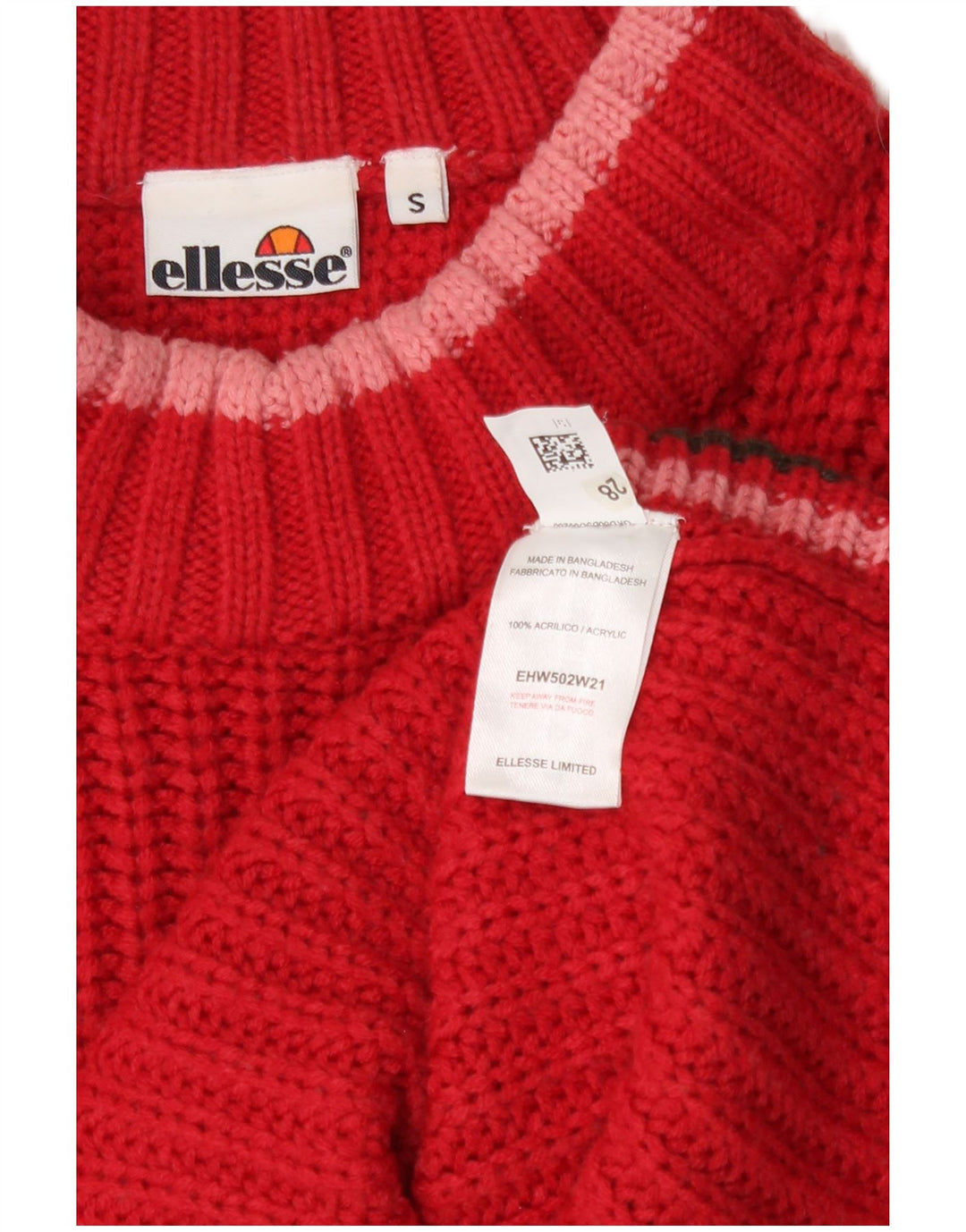 Ellesse Womens Crop Oversized Rollkragenpullover Pullover UK 10 Small Rot