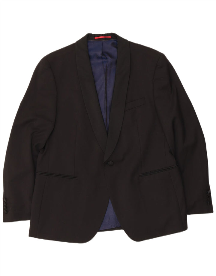Pierre Cardin Herren 1-Knopf-Blazerjacke UK 40 Große schwarze Schurwolle