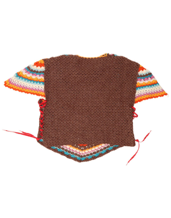 Vintage Damen Asymmetrisches Blusentop UK 14 Groß Mehrfarbig gestreift