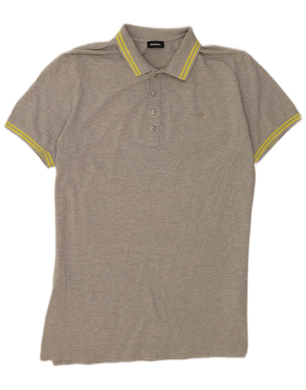 Diesel Herren Poloshirt XL grau gestreift aus Baumwolle