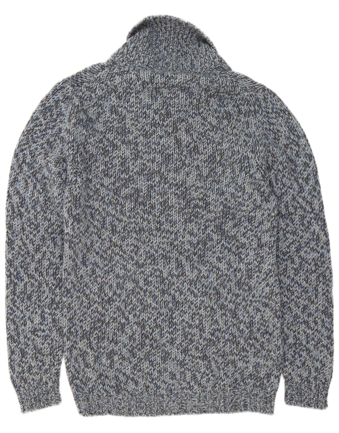 Fred Perry Herren-Pullover mit Schalkragen, mittelblau gefleckte Wolle