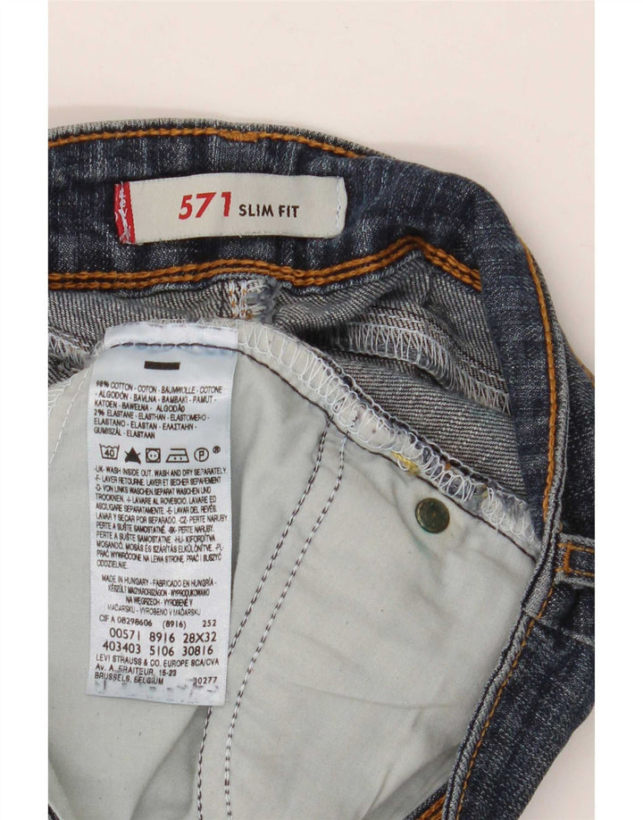 Levi's Damen 571 Slim Jeans W28 L32 Blaue Baumwolle