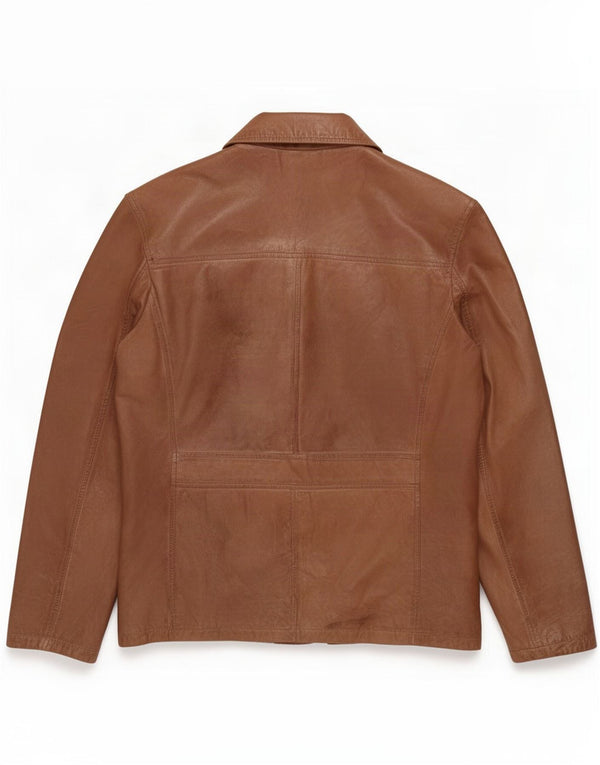 Vintage Herren 2-Knopf-Lederblazerjacke UK 40 Large Braun