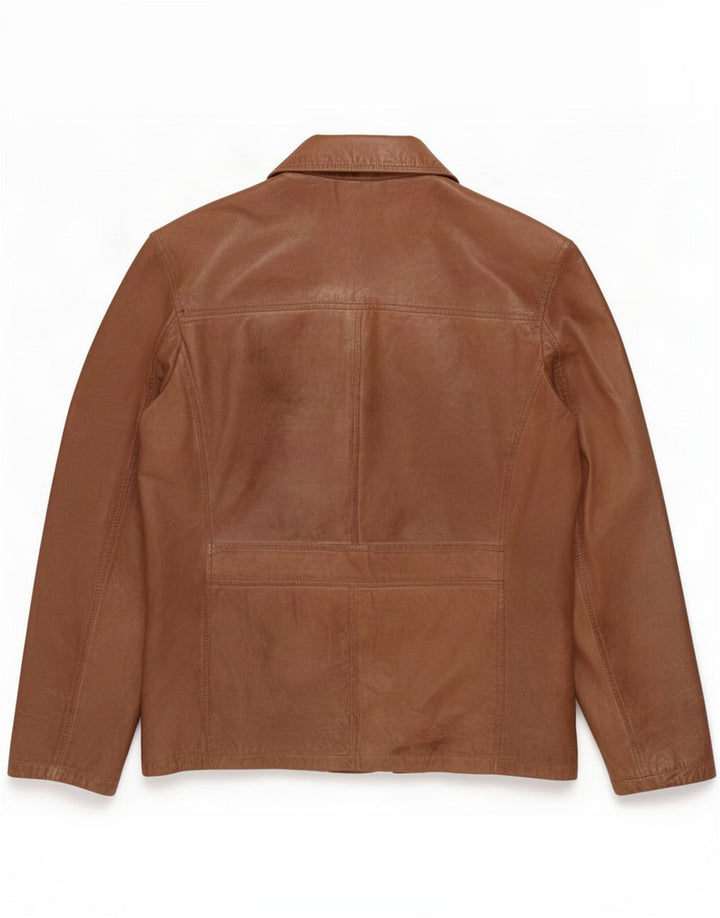 Vintage Herren 2-Knopf-Lederblazerjacke UK 40 Large Braun