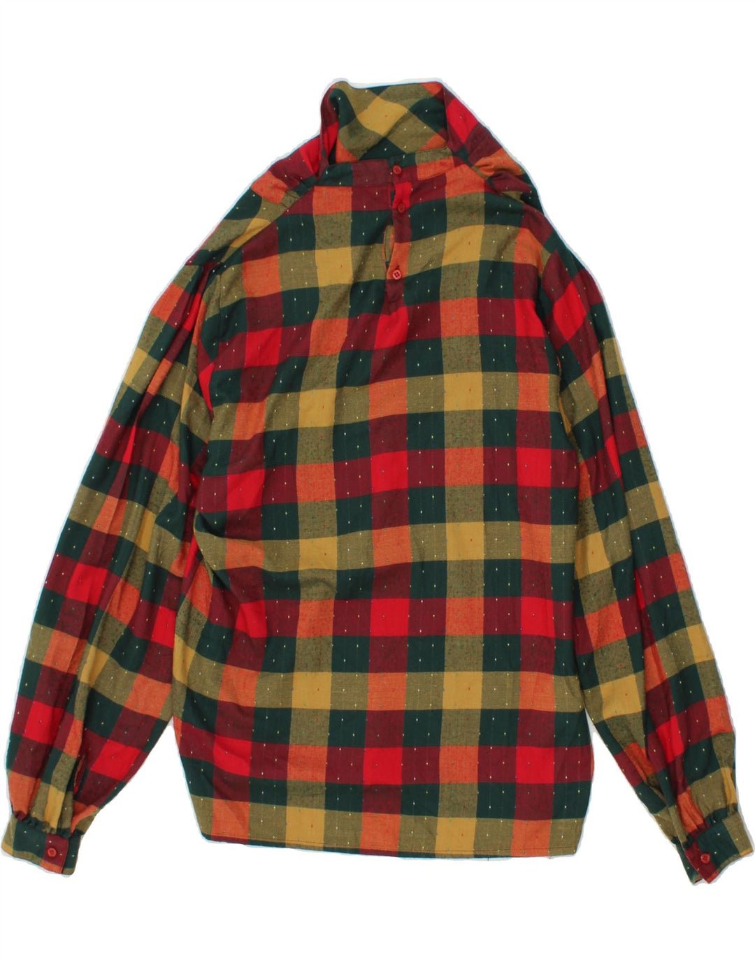 VINTAGE Womens Pullover Shirt UK 14 Medium Green Check Viscose Vintage Vintage and Second-Hand Vintage from Messina Hembry 