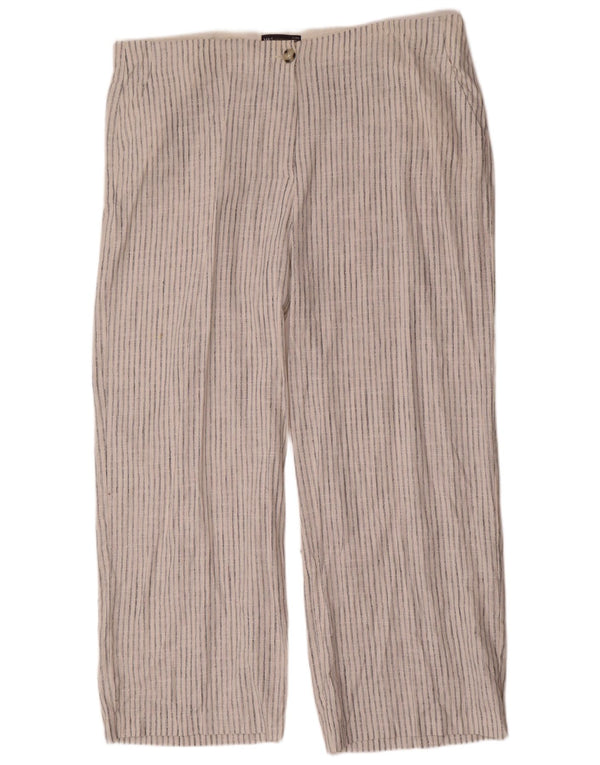 Marks & Spencer Damen Chinohose UK 22 3XL W44 L30 Weiß gestreift