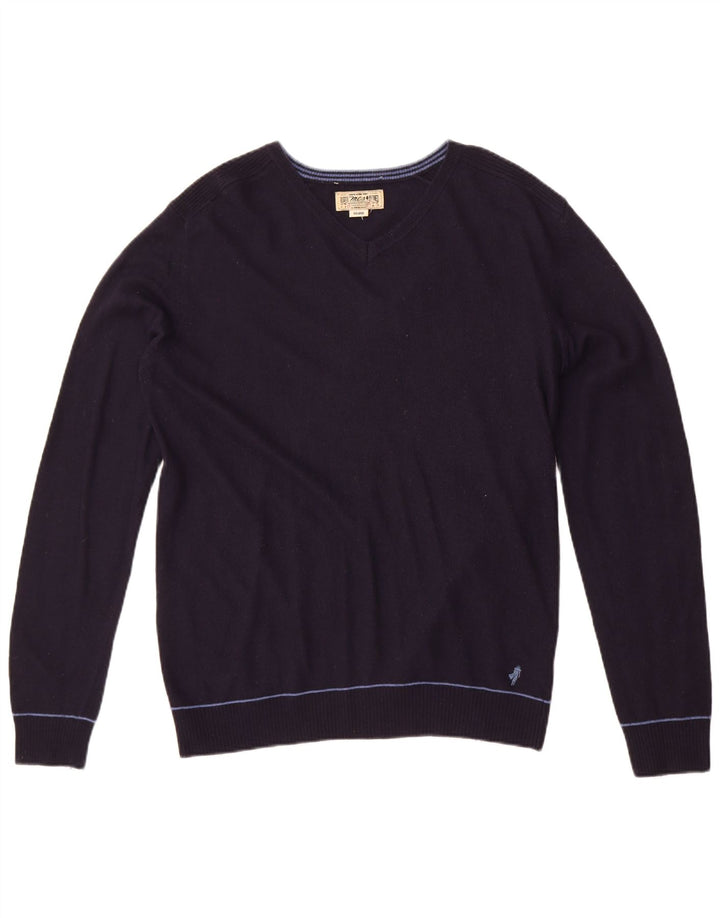 Marlboro Classics Herren-Pullover mit V-Ausschnitt, 2XL, Marineblau, Polyamid