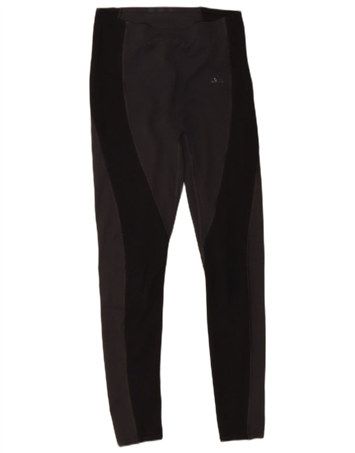 Adidas Damen Leggings UK 8/10 Small Schwarz Colourblock Polyester