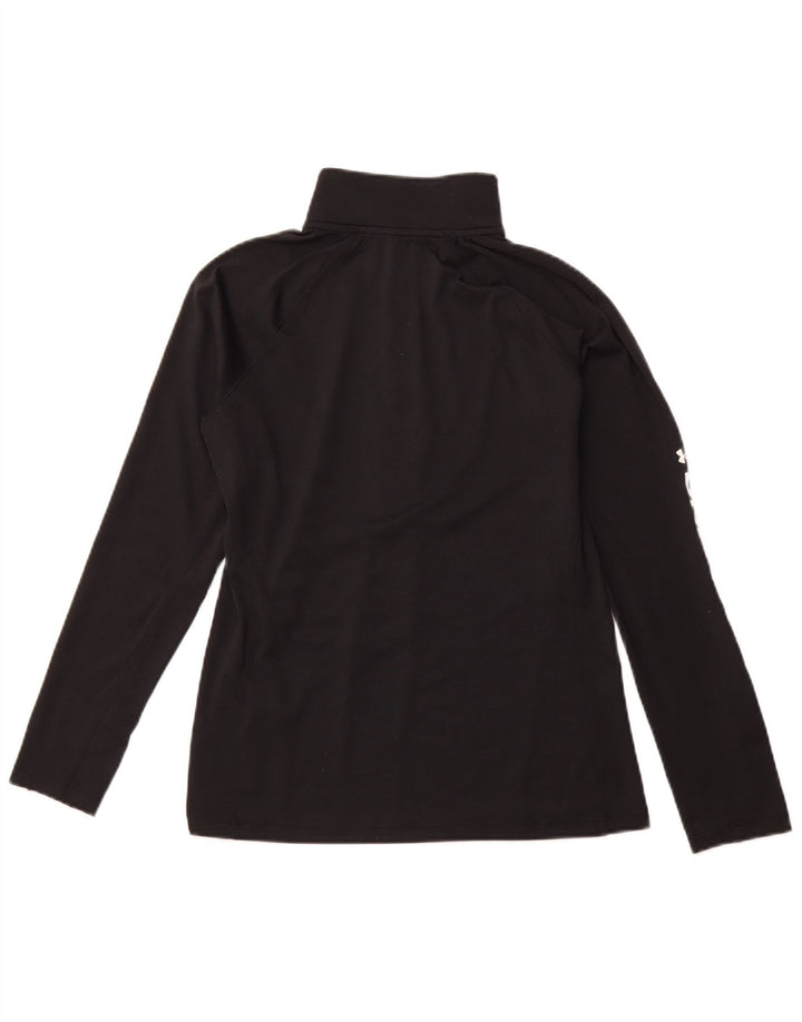 UNDER ARMOUR Damen-Oberteil mit Reißverschluss und Grafik, langärmlig, UK 14, mittelschwarz