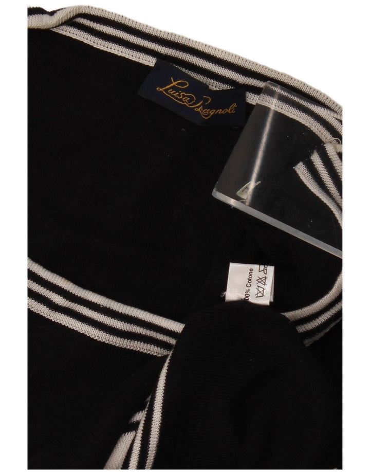 LUISA SPAGNOLI Damen Pullover mit grafischem U-Boot-Ausschnitt, Gr. 14, Schwarz