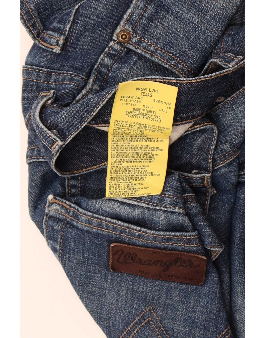 Wrangler Herren Texas Straight Jeans W36 L34 Blaue Baumwolle