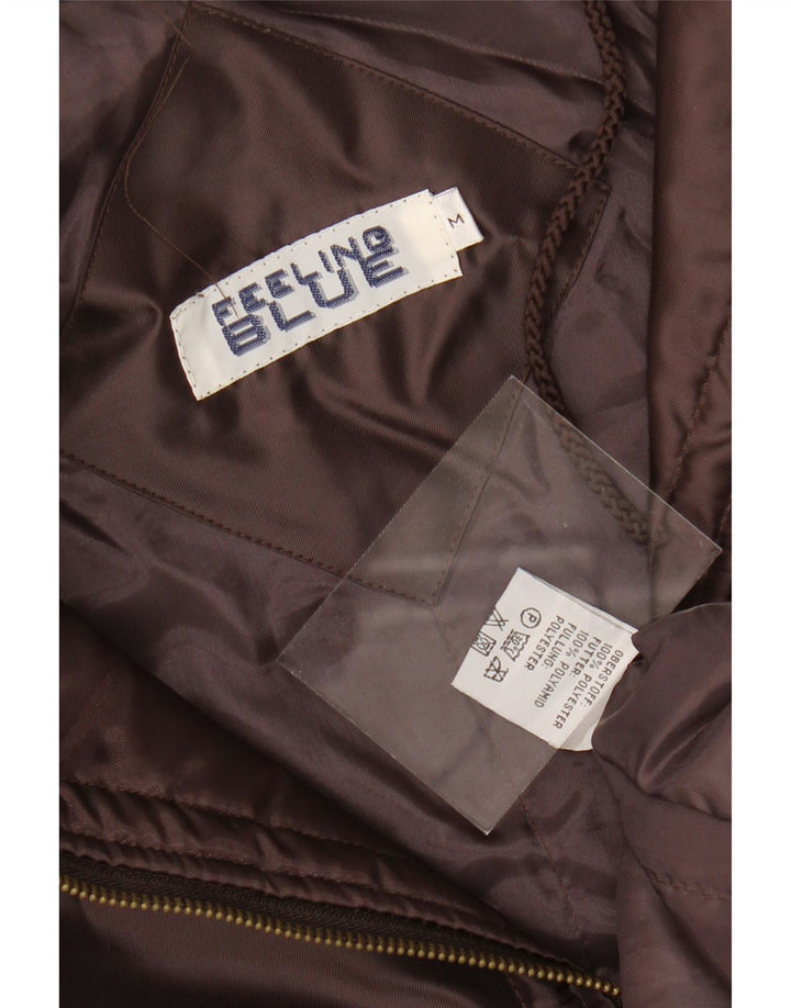 VINTAGE Mens Loose Fit Hooded Rain Jacket UK 38 Medium Brown Polyester Vintage Vintage and Second-Hand Vintage from Messina Hembry 