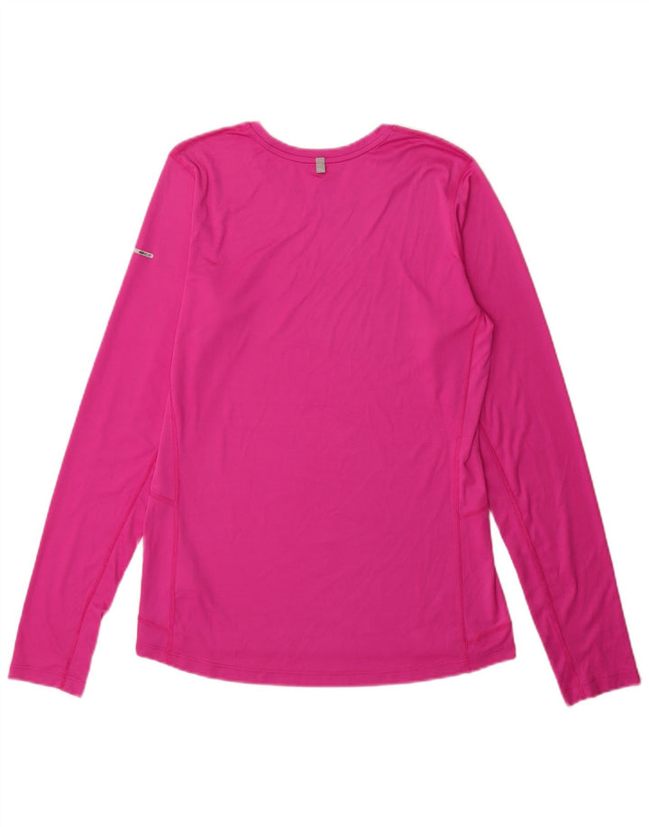Nike Damen Dri Fit Top Langarm UK 14 Mittelrosa Polyester