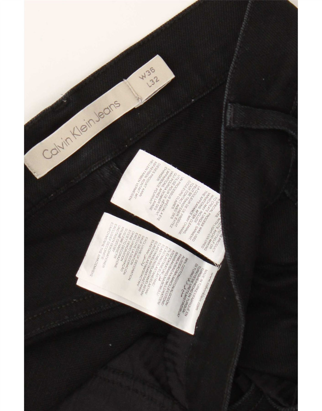 Calvin Klein Herren Slim Jeans W36 L32 Schwarze Baumwolle