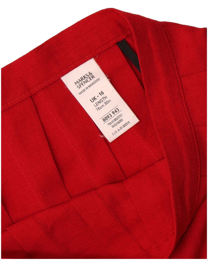 Marks & Spencer Damen Messerfaltenrock UK 16 Large W32 Rot Polyester