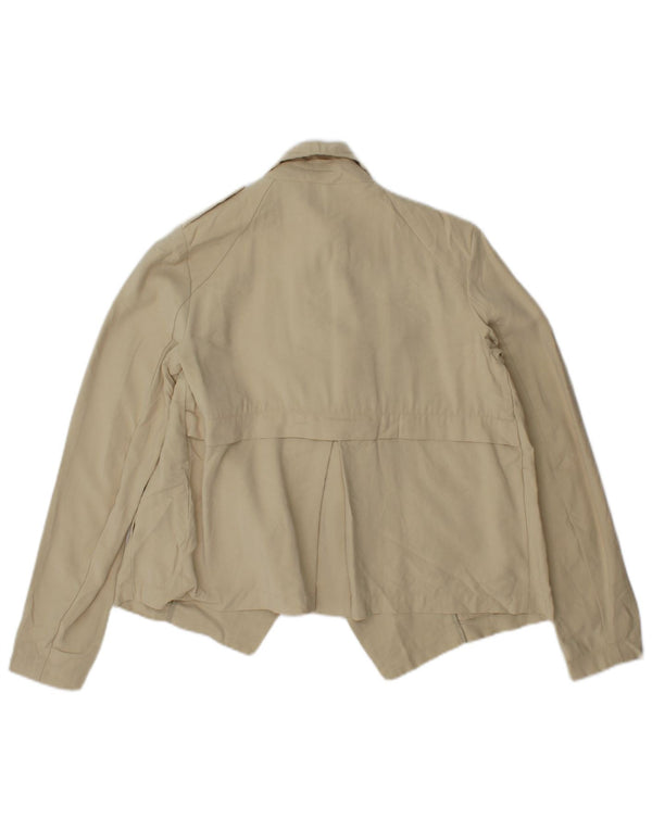 Zara Damen-Blazer, übergroß, kurz geschnitten, Militär-Blazer, Gr. 6, XS, Beige Viskose