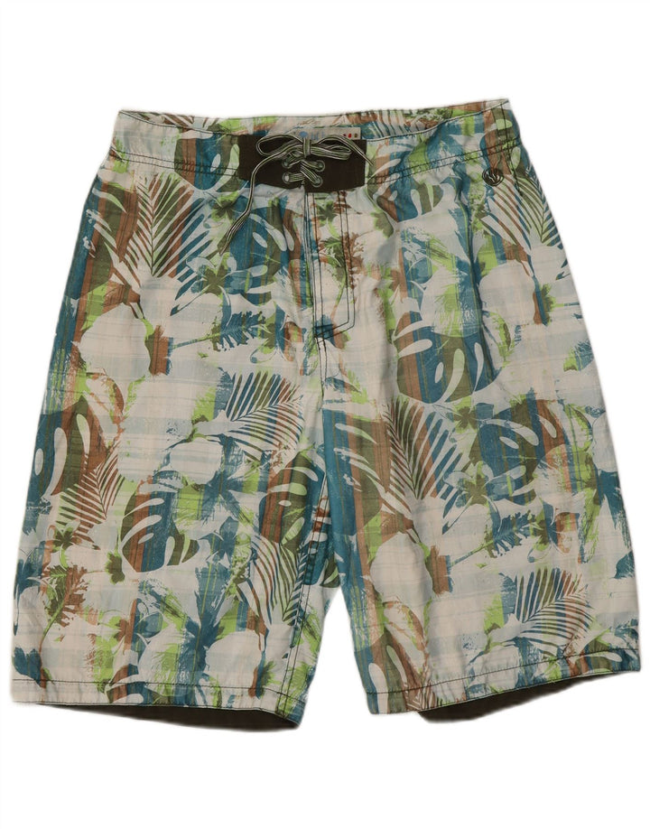 Fat Face Herren-Badeshorts, groß, grün, geblümt, Polyester