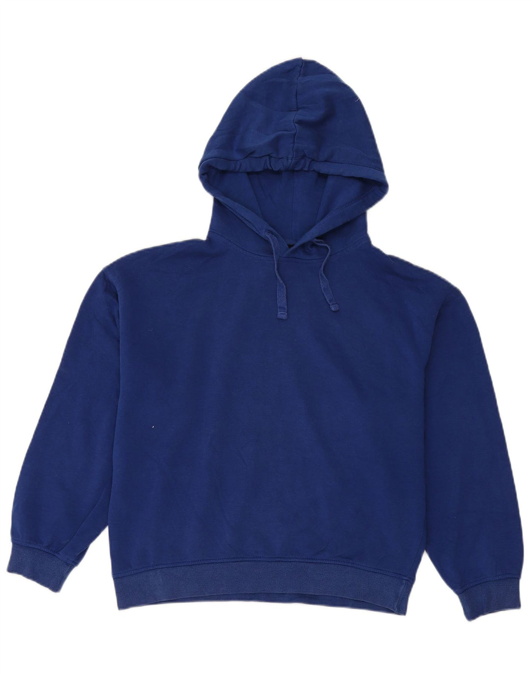Zara Damen Übergroßer Kapuzenpullover UK 14 Mittelblaue Baumwolle
