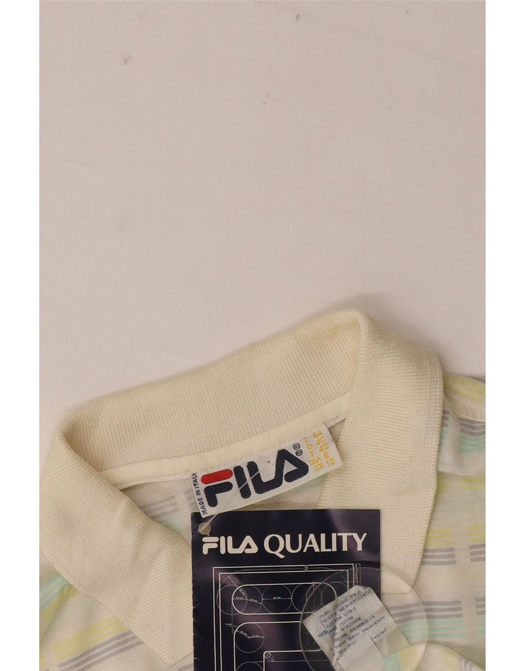 FILA Damen Poloshirt UK 10 Small Mehrfarbig gestreift aus Baumwolle