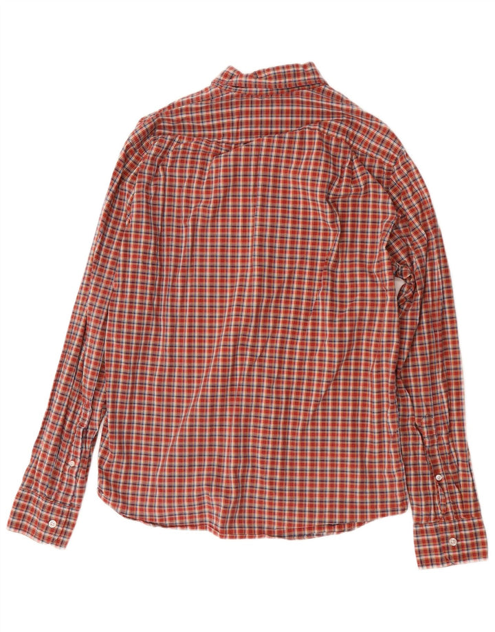 J. CREW Herren-Slim-Fit-Hemd aus mittelroter Karo-Baumwolle