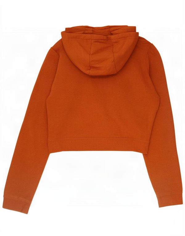 Nike Womens Crop Graphic Hoodie Pullover UK 6 XS Braune Baumwolle