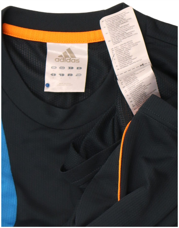 Adidas Herren-T-Shirt mit Grafik, Größe S, Marineblau, Farbblock-Polyester