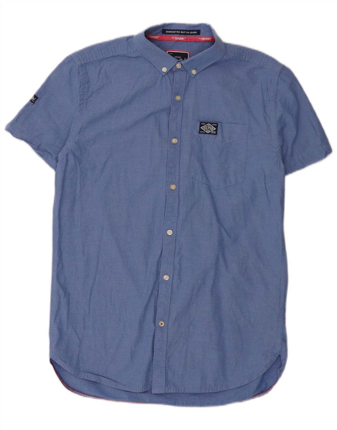 Superdry Herren-Kurzarmhemd aus mittelblauer Baumwolle